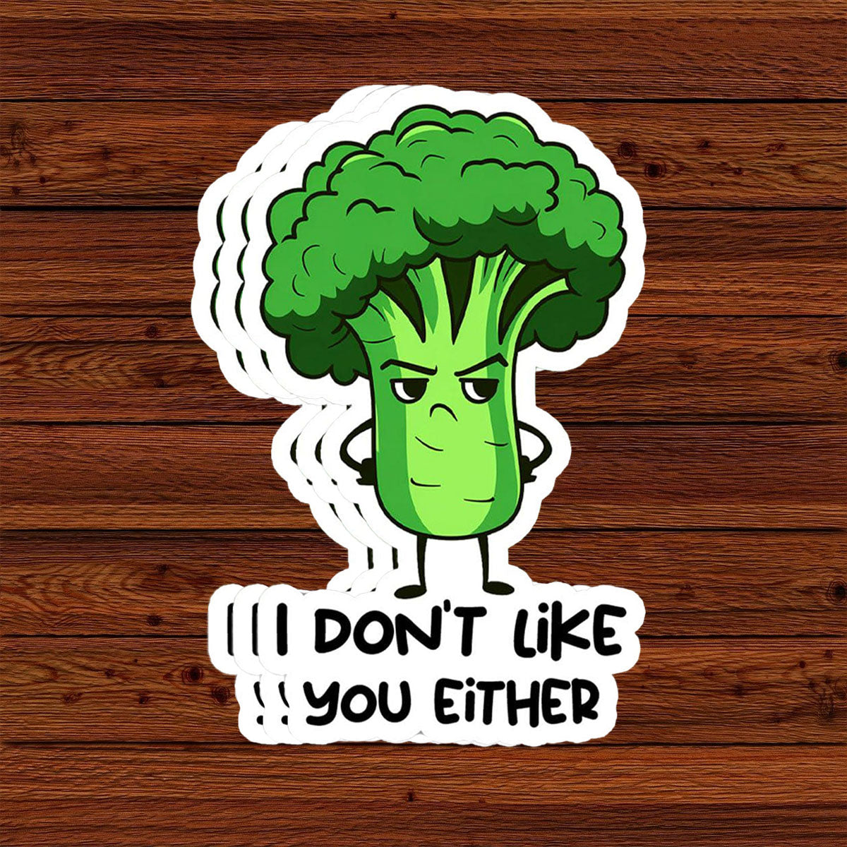 Funny Broccoli I Don't Like You Either Sticker, 3 inches Waterproof Vinyl Sticker for Book Laptop Water Bottle Phone Case