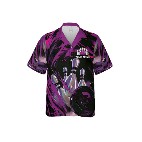 Custom Name Team Name Bowling Hawaiian 3D Shirts for Men and Women, Bowling Hawaii Shirts for Bowling Team, Bowling fan Gift