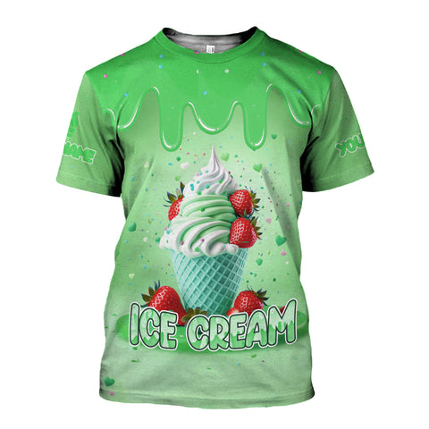 Custom Name Ice Creams 3D Shirt, Ice Cream Shirts for Team Men Women
