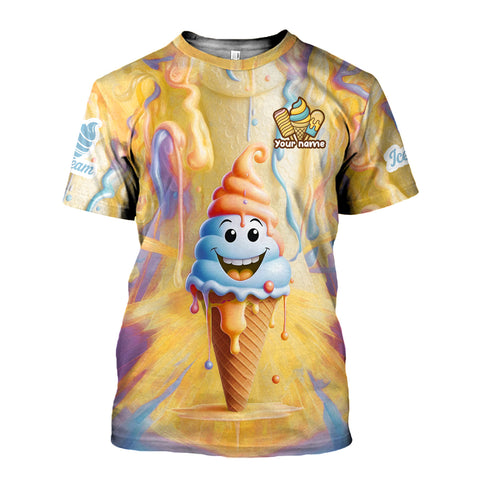 Personalized Ice Creams 3D Shirt with Name, Custom Ice Cream Shirts for Team Men Women