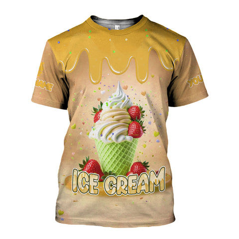 Custom Name Ice Creams 3D Shirt, Ice Cream Shirts for Team Men Women