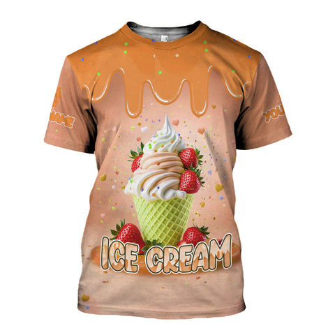 Custom Name Ice Creams 3D Shirt, Ice Cream Shirts for Team Men Women