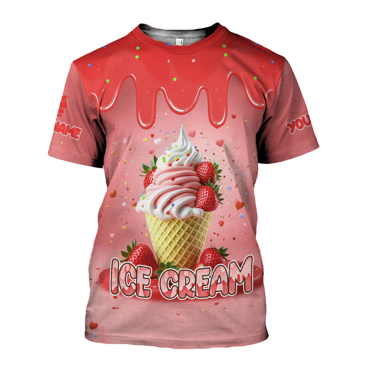 Custom Name Ice Creams 3D Shirt, Ice Cream Shirts for Team Men Women