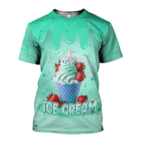Custom Name Ice Creams 3D Shirt, Ice Cream Shirts for Team Men Women