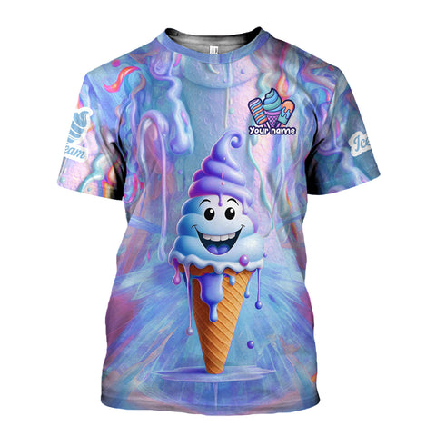 Personalized Ice Creams 3D Shirt with Name, Custom Ice Cream Shirts for Team Men Women