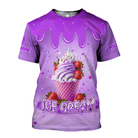Custom Name Ice Creams 3D Shirt, Ice Cream Shirts for Team Men Women