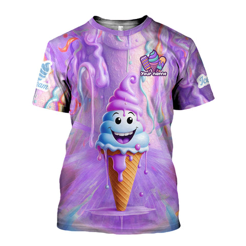 Personalized Ice Creams 3D Shirt with Name, Custom Ice Cream Shirts for Team Men Women