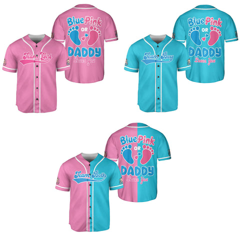 Baby Gender Reveal Baseball Jerseys, Team Girl Team boy Shirts for New Mom Dad, Unisex Baseball Jersey