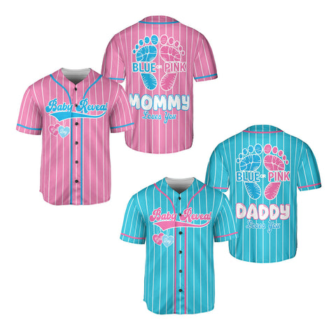 Gender Reveal party Baseball Jerseys, 3D Shirts for Women Men, Gifts shirt for new mom new dad