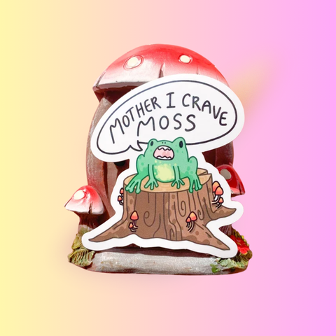 Moss Frog Meme Sticker | Matte Vinyl Design | Waterproof Sticker for Laptops, Water Bottles