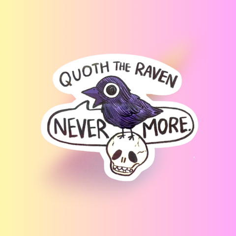 Raven Halloween Sticker |Gothic Literature Decal for Laptop, Water Bottle